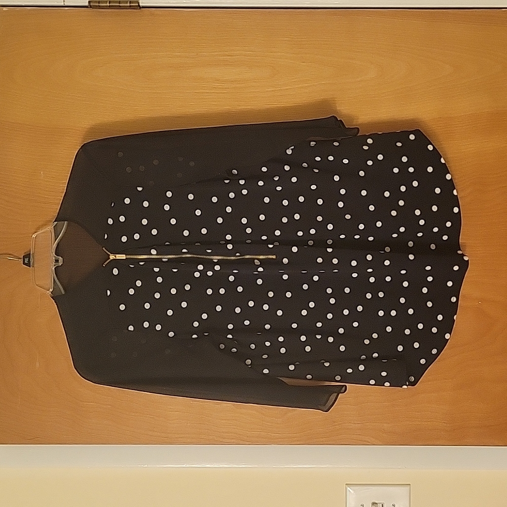 Polka dot navy/white blouse XL